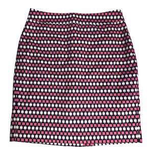 Ann Taylor Petite Pink White Square Straight Pencil Career Skirt Size 8P